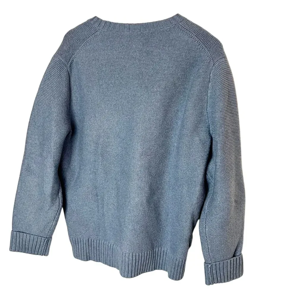 SZ L J. Crew Blue Thick Warm Winter 100% Organic Cotton Sweater